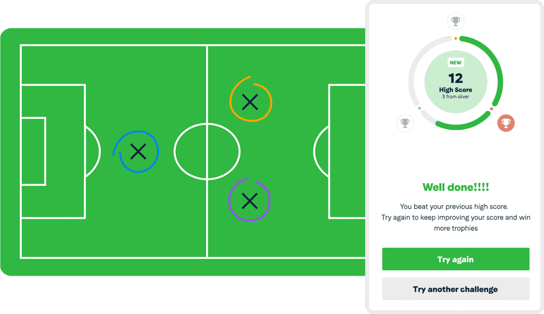football pitch illustration with mobile app view